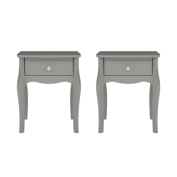 Baroque Nachttisch 2 Stk. mit 1 Schublade grau.