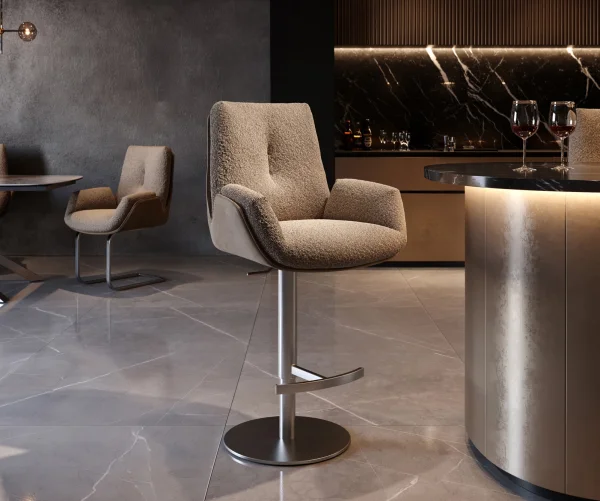 Barstuhl Clea-Flex Materialmix Schlamm Drehfuß höhenverstellbar Edelstahl drehbar