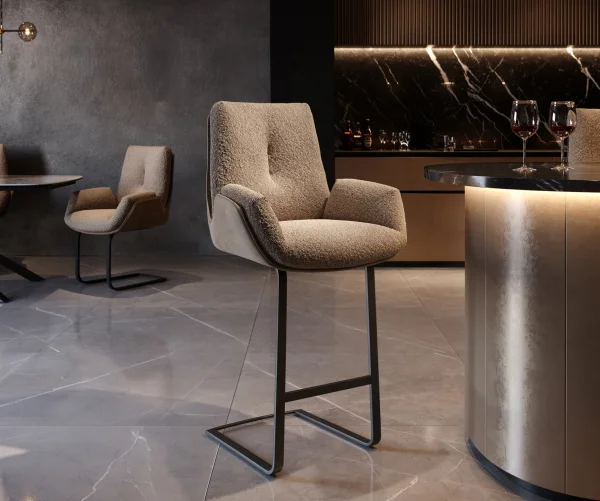 Barstuhl Clea-Flex Materialmix Schlamm Freischwinger Flach Metall