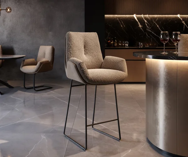 Barstuhl Clea-Flex Materialmix Schlamm Kufengestell Metall