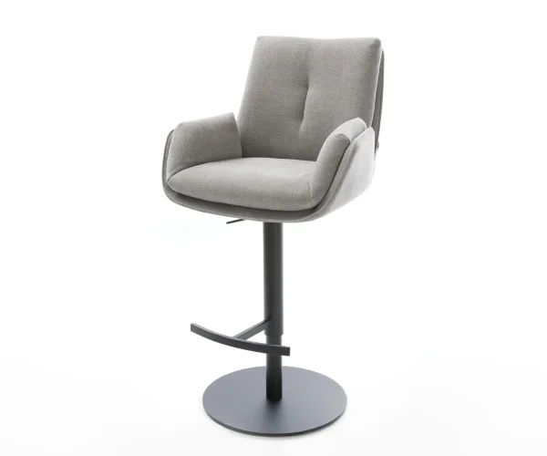 Barstuhl Clea-Flex Strukturstoff Soft Grau Drehfuß höhenverstellbar Metall drehbar
