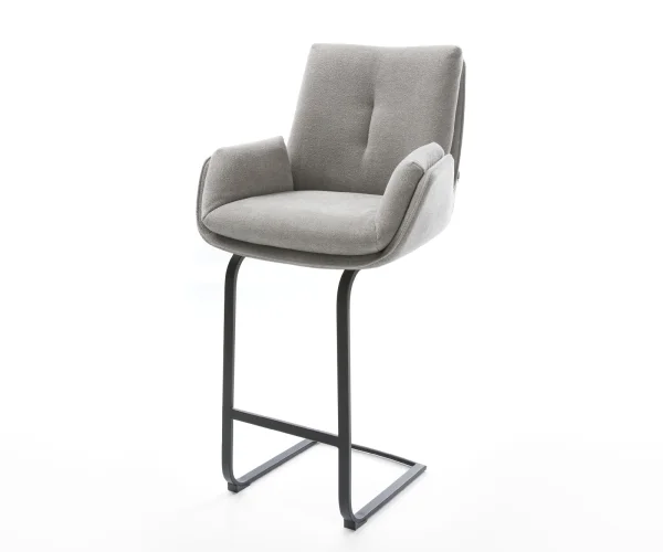 Barstuhl Clea-Flex Strukturstoff Soft Grau Freischwinger Flach Metall