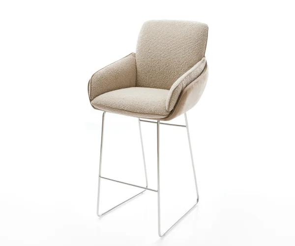 Barstuhl Luan-Flex Materialmix Schlamm Kufengestell Edelstahl