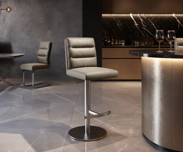 Barstuhl Pela-Flex Echt-Leder Schlamm Drehfuß höhenverstellbar Edelstahl drehbar