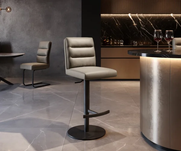 Barstuhl Pela-Flex Echt-Leder Schlamm Drehfuß höhenverstellbar Metall Schwarz drehbar