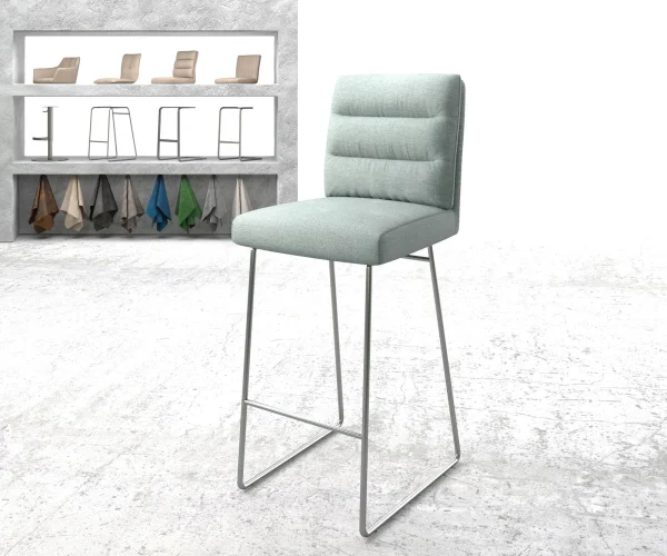 Barstuhl Pela-Flex Stripes Mint Kufengestell Edelstahl