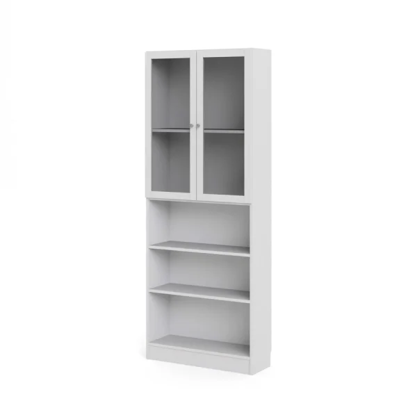 Base Regal 2 Glastüren und 2 Ablagen weiss.