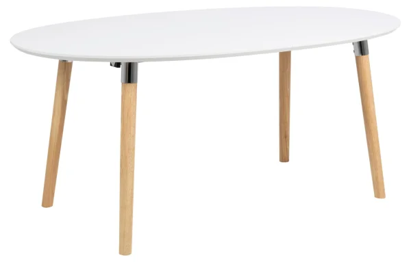 Belle Esszimmertisch 100 x 170/270 cm mit 2 Zusatzpl. in weiss mit Pincon Beinen, Chrom Beschlag.