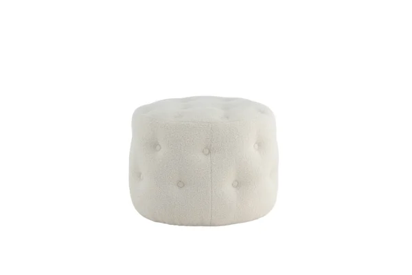 Benjamin Pouf, Hocker Ø55cm Teddystoff weiß.