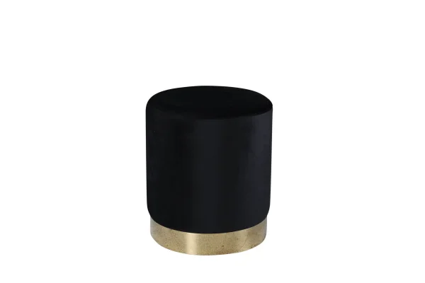 Benji Pouf, Hocker Ø35cm Velour schwarz, Messing.