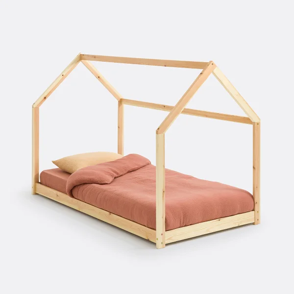 Bett Archi Mit Lattenrost, Hausform, Kiefer Massiv 90 x 190 cm