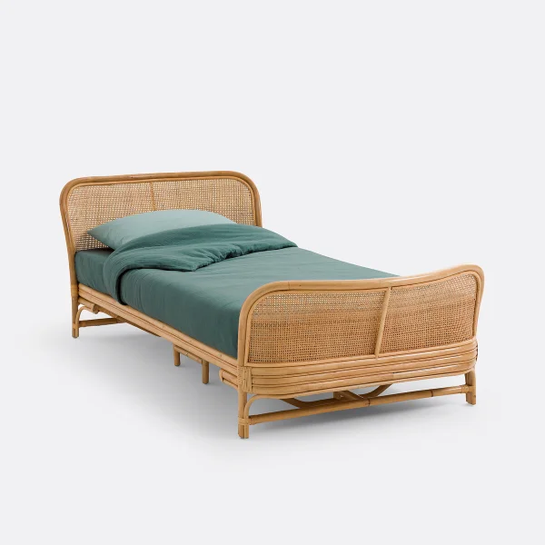 Bett Mit Lattenrost Arsel, Rattan 90 x 190 cm