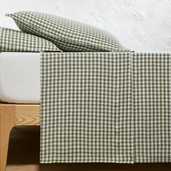 Bettlaken Acélie Khaki, Gewaschenes Leinen 270 x 290 cm