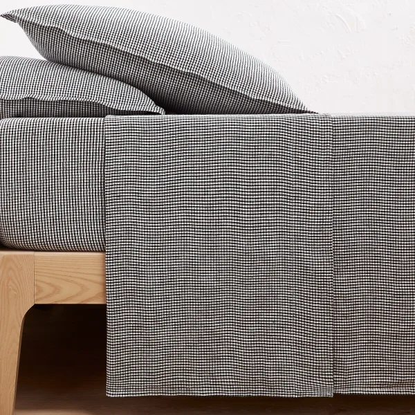 Bettlaken Linot Carreaux, Vorgewaschenes Leinen 180 x 290 cm