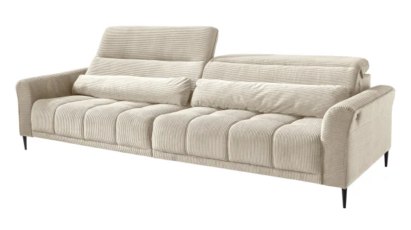 Big Sofa Cord beige - 280 cm - Nosagunterfederung - LOGAN