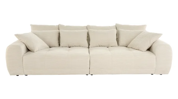 Big Sofa Cord beige - 308 cm Federkernpolsterung - JANNI