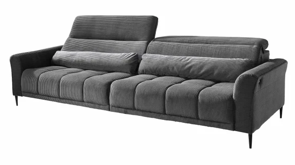 Big Sofa Cord grau - 280 cm - Nosagunterfederung - LOGAN