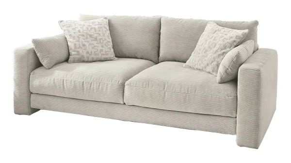 Big Sofa Cord grau-beige - 241 cm Federkernpolsterung - MILEY