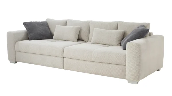 Big Sofa Cord mit Federkern beige 287 cm - MARA