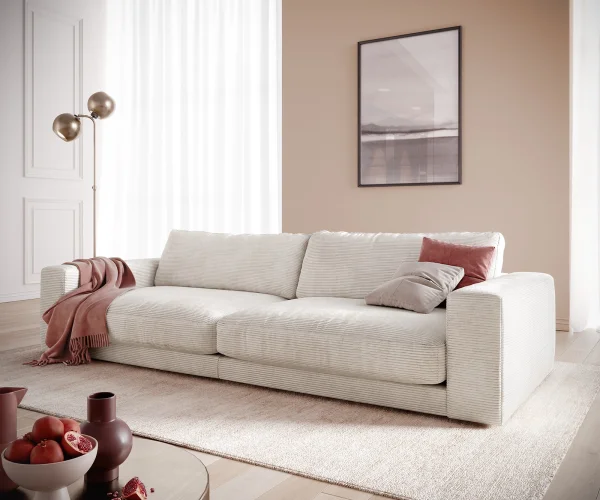 Big-Sofa Cubico 290x120 cm Cord Beige