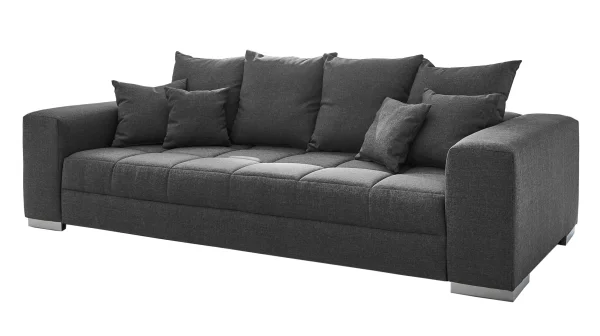 Big Sofa grau - 254 cm - mit Nosagunterfederung - BORNEO