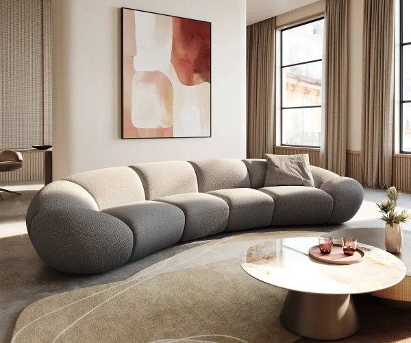 Big-Sofa Lunna 360x175 cm Bouclé Silbergrau 2 Kissen