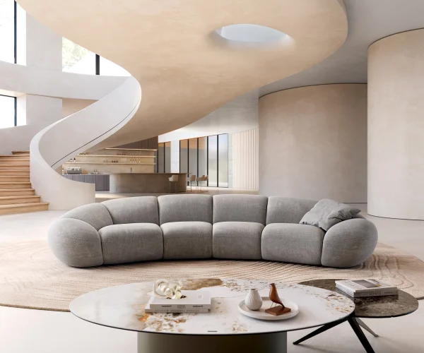 Big-Sofa Lunna 360x175 cm Strukturstoff Soft Grau 2 Kissen