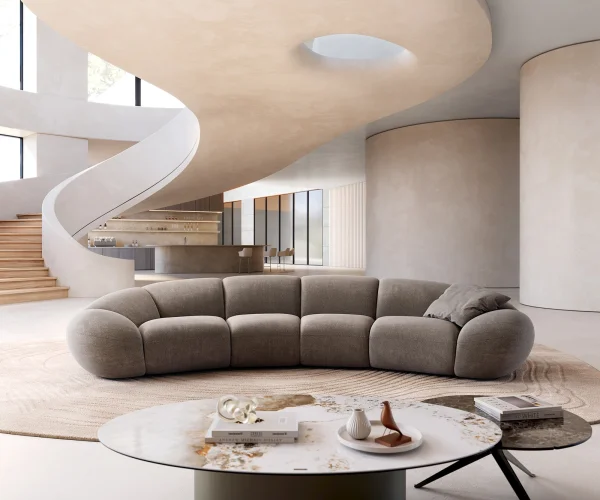 Big-Sofa Lunna 360x175 cm Strukturstoff Soft Taupe 2 Kissen