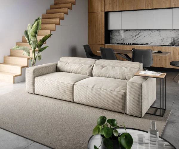 Big-Sofa Sirpio 230x90 cm Cord Beige