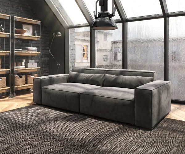 Big-Sofa Sirpio 230x90 cm Mikrofaser Khakibraun