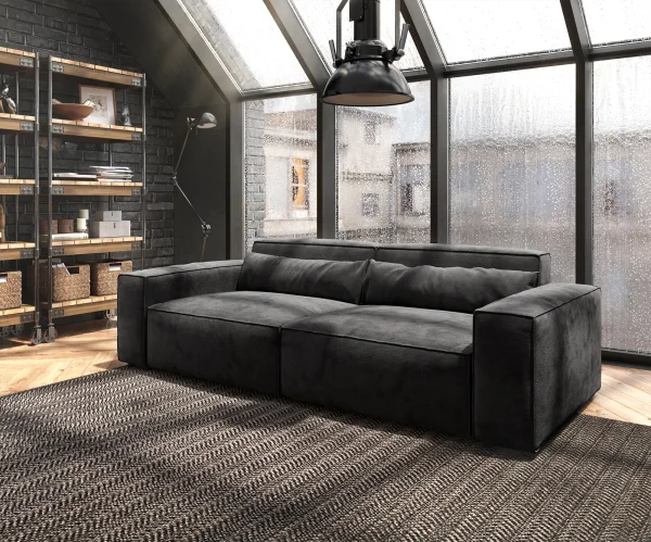 Big-Sofa Sirpio 230x95 cm Mikrofaser Schwarz