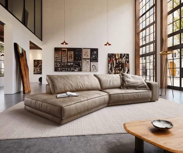 Big-Sofa Snoosh 400x150 cm Mikrofaser Schlamm Vintage Recamiere links