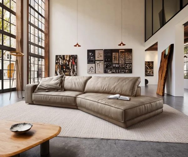 Big-Sofa Snoosh 400x150 cm Mikrofaser Schlamm Vintage Recamiere rechts
