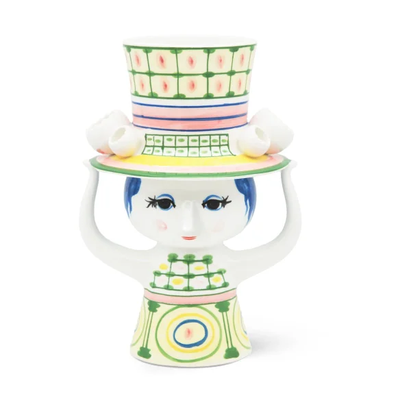 Bjørn Wiinblad Lady with hat Vase H24,5 cm Grün
