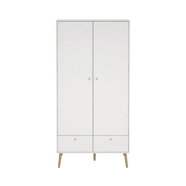 Bodo Kleiderschrank 200x99x58cm, 2 Türen, 2 Schubladen weiß.