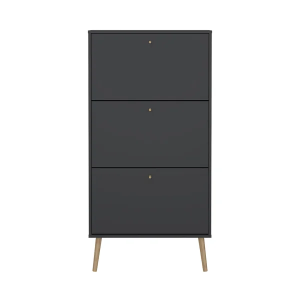 Bodo Schuhschrank 3 Klapptüren matte grau.
