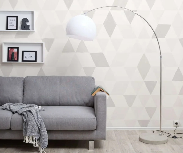 Bogenleuchte Big-Deal Eco Silber Weiss Betonfuß höhenverstellbar