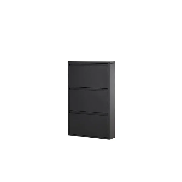 Bonito Schuhschrank Metall 3 Klappen schwarz.