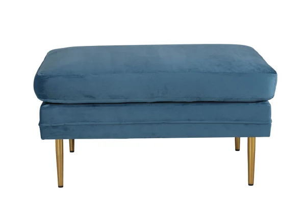 Boom Pouf, Hocker Velour blau, Messing.