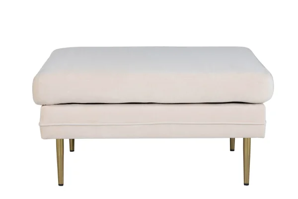 Boom Pouf, Hocker Velour Messing, weiß.