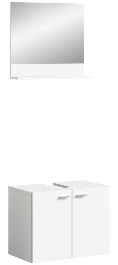Boston/Tampa Waschbeckenunterschrank Inkl. Spiegel 2 Türen Weiß.