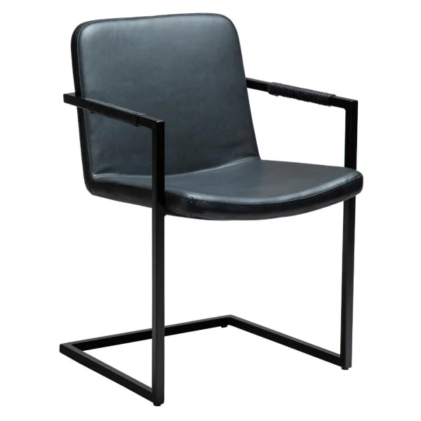 Bounce Dan-Form Esszimmerstuhl mit Armlehnen PU-Kunstleder schwarz.