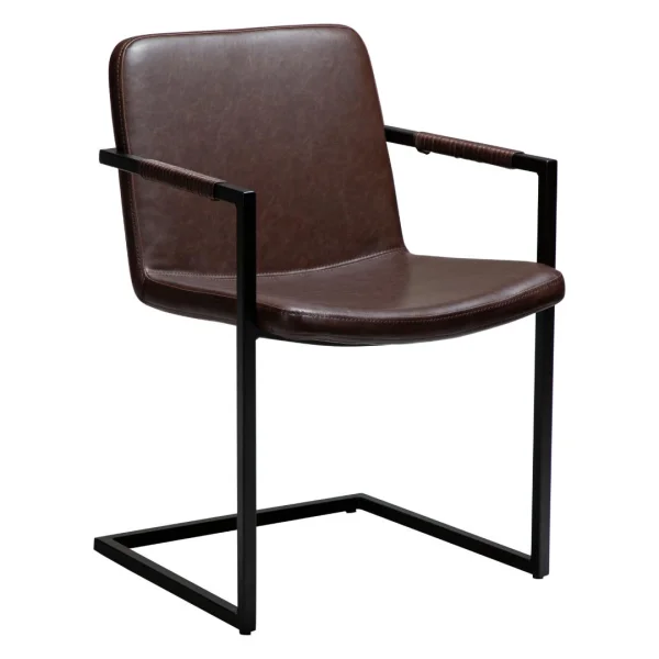 Bounce Esszimmerstuhl mit Armlehnen PU-Kunstleder dunkelbraun.