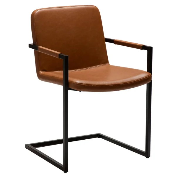 Bounce Esszimmerstuhl mit Armlehnen PU-Kunstleder hellbraun.