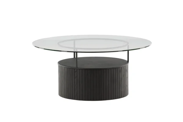 Bovall Couchtisch Ø90cm schwarz, Glas.