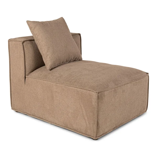 Box Ecksofa, 6 Dekokissen beige, braun.