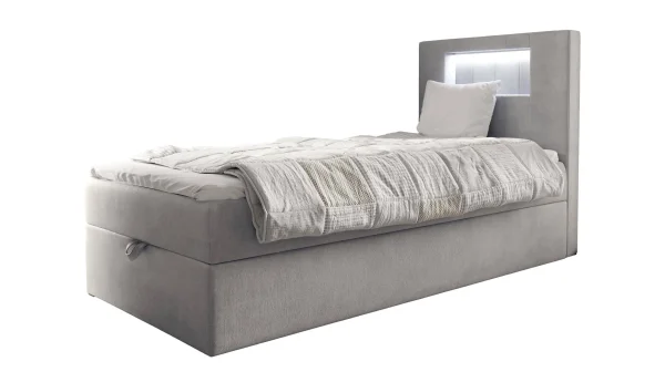 Boxbett 100 x 200 cm mit Bettkasten grau Samtbezug - GOLD