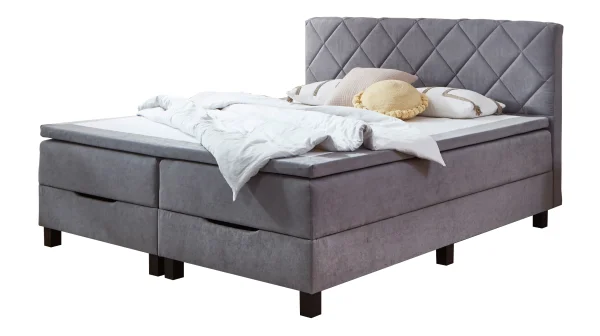 Boxbett 140 x 200 cm grau mit Bettkasten - JEFF