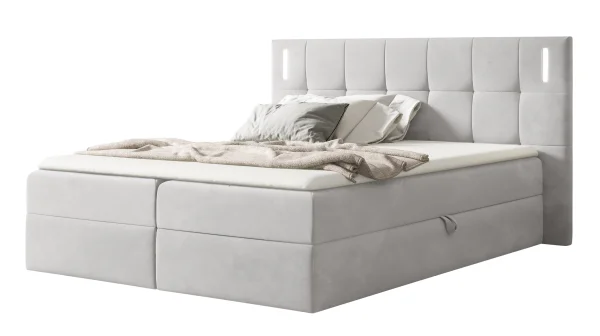 Boxbett 160 x 200 cm mit Bettkasten grau Samtbezug - DALIO