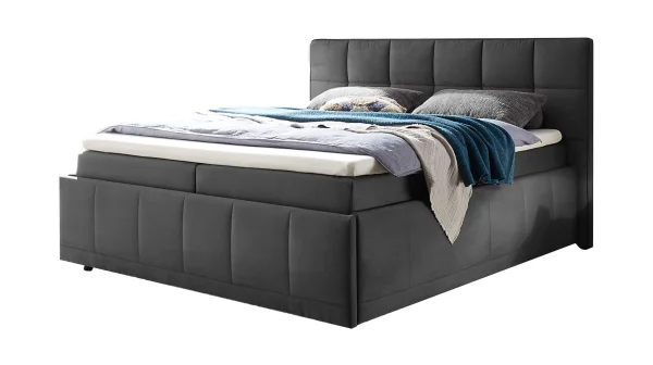 Boxbett 180 cm - mit Bettkasten - anthrazit - FULHAM